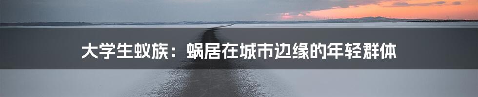 大学生蚁族:蜗居在城市边缘的年轻群体