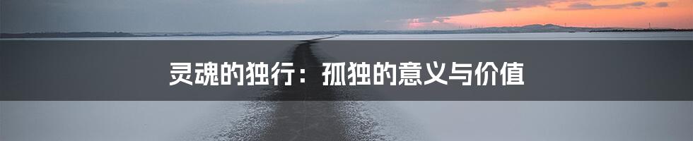 灵魂的独行:孤独的意义与价值