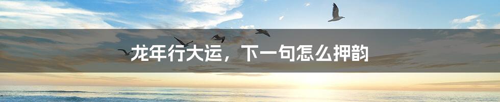 龙年行大运,下一句怎么押韵