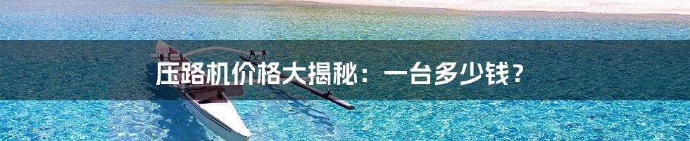 压路机价格大揭秘:一台多少钱?