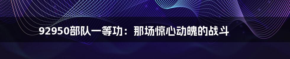 92950部队一等功:那场惊心动魄的战斗
