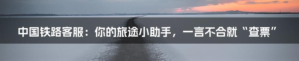 中国铁路客服：你的旅途小助手，一言不合就“查票”