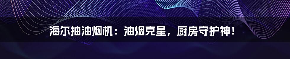 海尔抽油烟机:油烟克星,厨房守护神!