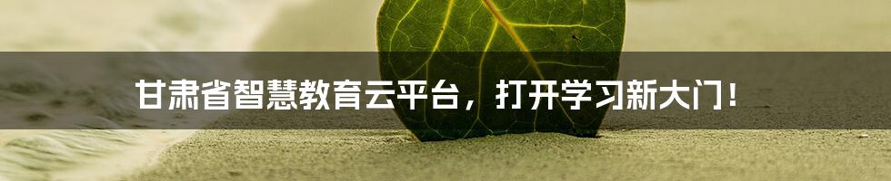 甘肃省智慧教育云平台,打开学习新大门!