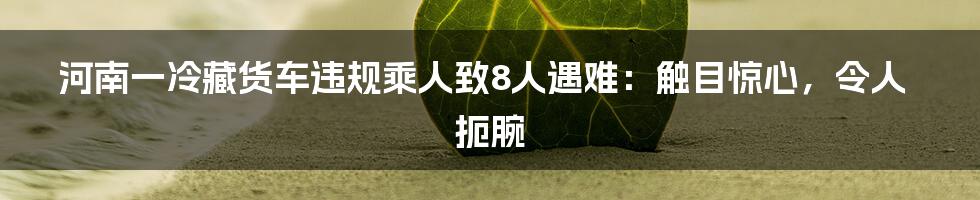 河南一冷藏货车违规乘人致8人遇难:触目惊心,令人扼腕