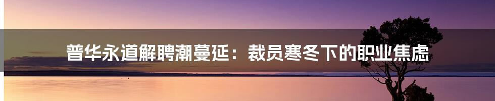 普华永道解聘潮蔓延:裁员寒冬下的职业焦虑