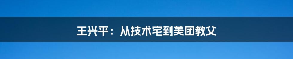 王兴平:从技术宅到美团教父