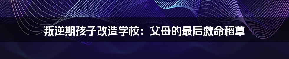 叛逆期孩子改造学校:父母的最后救命稻草