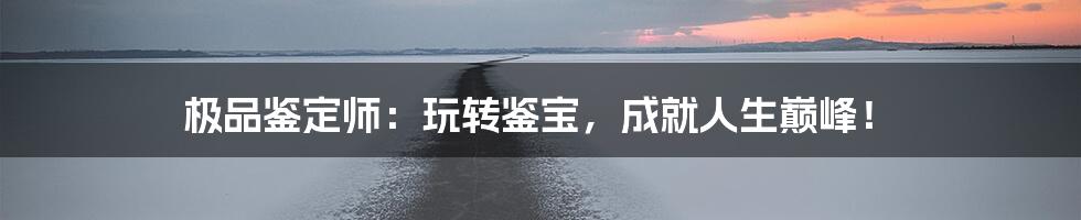 极品鉴定师:玩转鉴宝,成就人生巅峰!