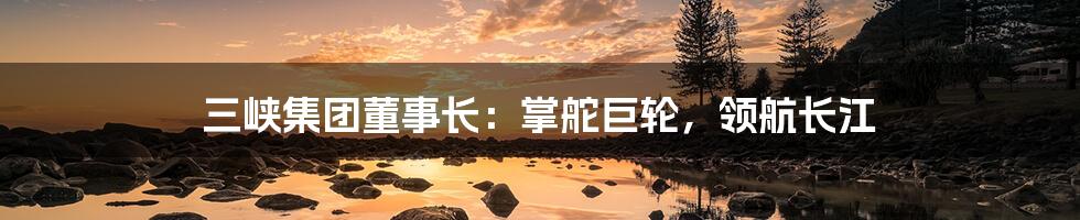 三峡集团董事长:掌舵巨轮,领航长江