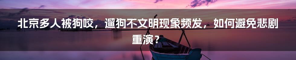 北京多人被狗咬,遛狗不文明现象频发,如何避免悲剧重演?