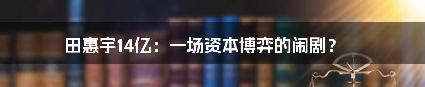 田惠宇14亿:一场资本博弈的闹剧?