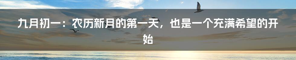 九月初一:农历新月的第一天,也是一个充满希望的开始