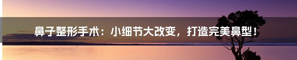 鼻子整形手术：小细节大改变，打造完美鼻型！