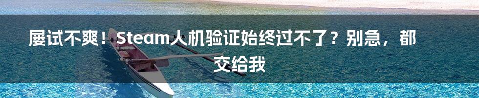 屡试不爽!Steam人机验证始终过不了?别急,都交给我