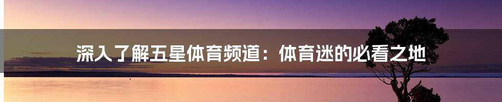 深入了解五星体育频道:体育迷的必看之地