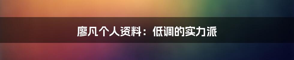 廖凡个人资料：低调的实力派