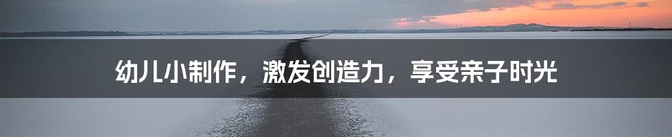 幼儿小制作,激发创造力,享受亲子时光