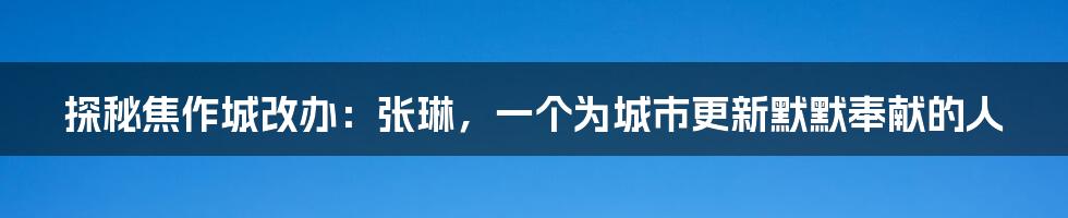 探秘焦作城改办:张琳,一个为城市更新默默奉献的人