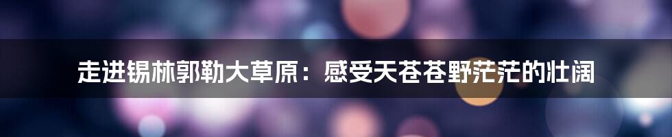 走进锡林郭勒大草原:感受天苍苍野茫茫的壮阔