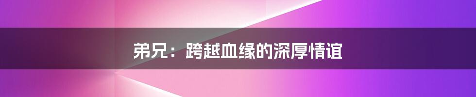 弟兄:跨越血缘的深厚情谊
