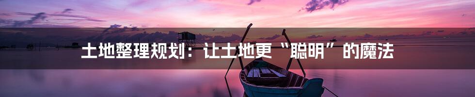 土地整理规划：让土地更“聪明”的魔法