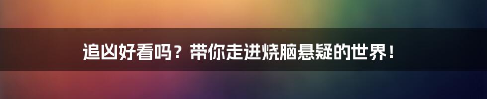追凶好看吗?带你走进烧脑悬疑的世界!