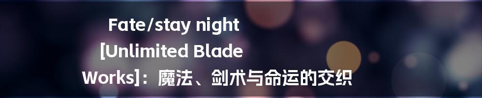 Fate/stay night [Unlimited Blade Works]：魔法、剑术与命运的交织