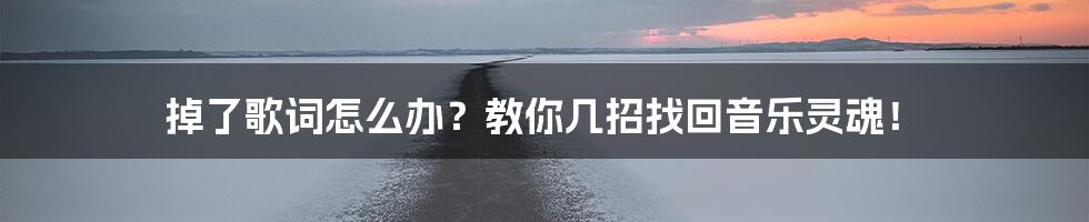 掉了歌词怎么办?教你几招找回音乐灵魂!