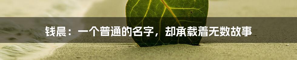 钱晨:一个普通的名字,却承载着无数故事