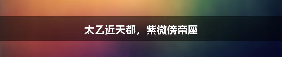 太乙近天都,紫微傍帝座
