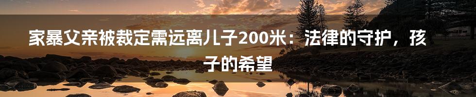 家暴父亲被裁定需远离儿子200米:法律的守护,孩子的希望