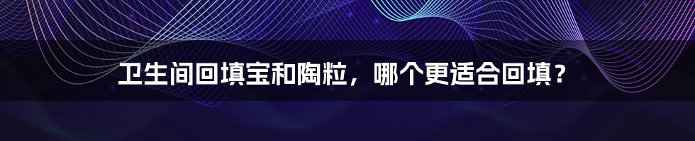 卫生间回填宝和陶粒,哪个更适合回填?