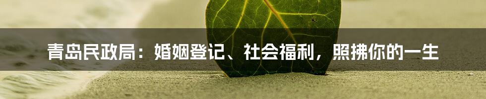 青岛民政局:婚姻登记、社会福利,照拂你的一生
