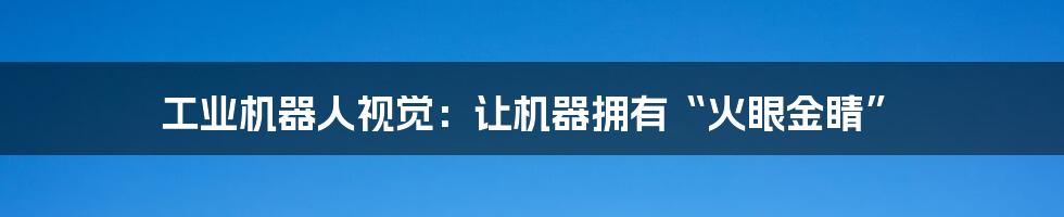 工业机器人视觉:让机器拥有“火眼金睛”