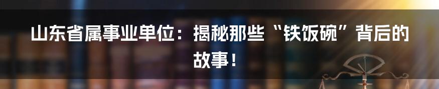 山东省属事业单位:揭秘那些“铁饭碗”背后的故事!