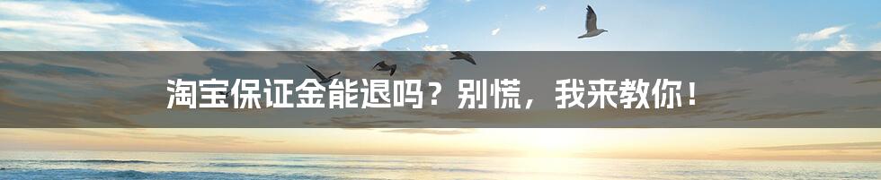 淘宝保证金能退吗?别慌,我来教你!