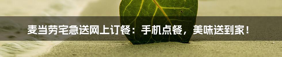麦当劳宅急送网上订餐:手机点餐,美味送到家!