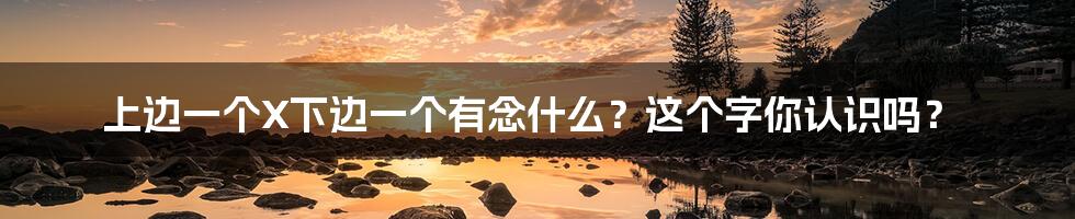上边一个X下边一个有念什么?这个字你认识吗?