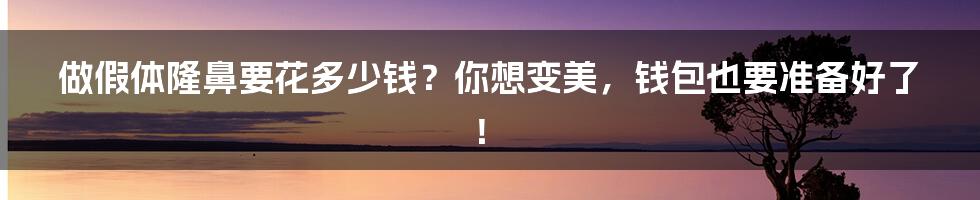 做假体隆鼻要花多少钱？你想变美，钱包也要准备好了！