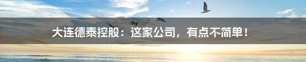 大连德泰控股:这家公司,有点不简单!