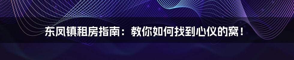 东凤镇租房指南:教你如何找到心仪的窝!