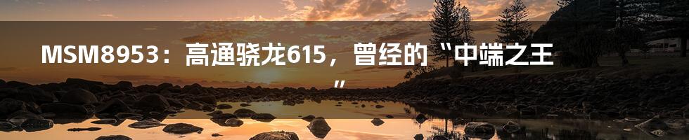 MSM8953:高通骁龙615,曾经的“中端之王”