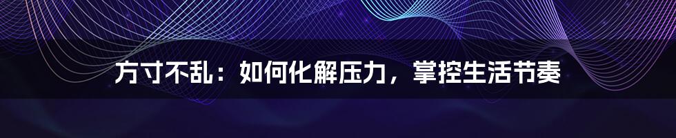 方寸不乱:如何化解压力,掌控生活节奏