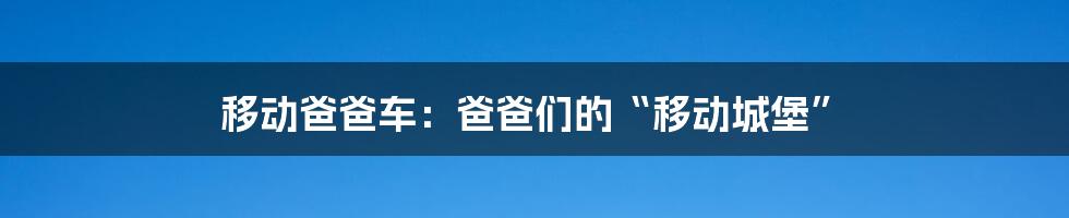 移动爸爸车:爸爸们的“移动城堡”