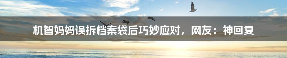 机智妈妈误拆档案袋后巧妙应对,网友:神回复