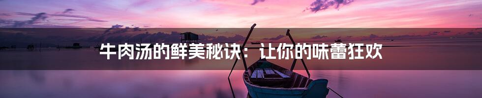 牛肉汤的鲜美秘诀:让你的味蕾狂欢