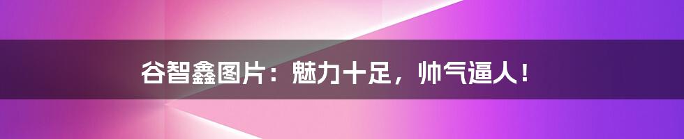 谷智鑫图片:魅力十足,帅气逼人!