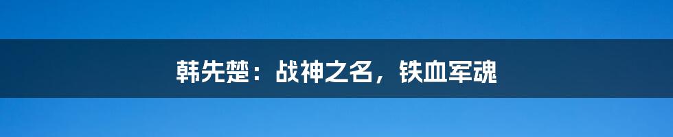 韩先楚:战神之名,铁血军魂