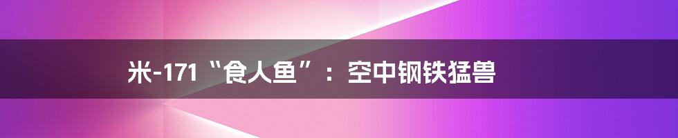 米-171“食人鱼”:空中钢铁猛兽